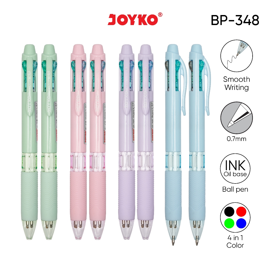 Ball Pen Pulpen Pena Joyko BP-348 Quaco 4 0.7 mm 4 Warna Colors