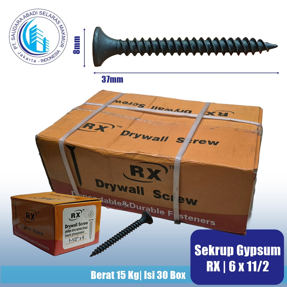 Sekrup Gypsum RX 6x11/2 | Skrup Gypsum RX 6x11/2 (Carton)