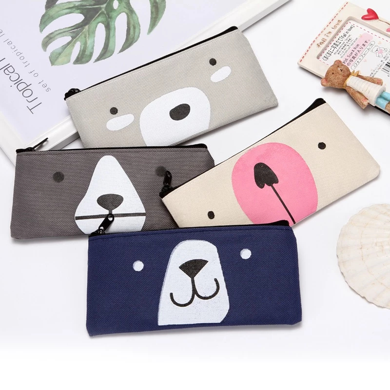 

Tempat Pensil Pulpen Kain Kanvas Karakter Hewan Lucu Kotak Pensil Motif Animal Dompet pouch