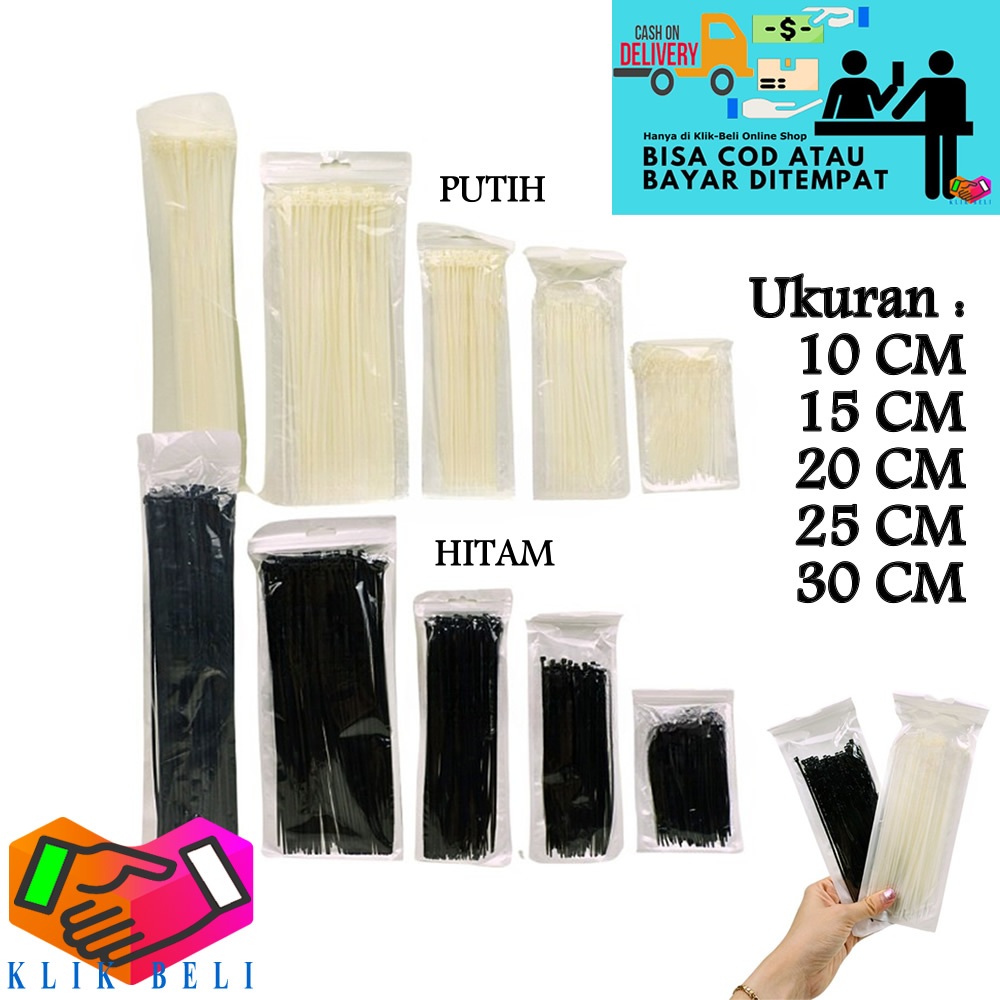 

Cable Ties Mikata Isi 100 Pcs Kabel Tis 10cm 15cm 20cm 25cm 30cm Tali Nylon Pengikat Warna Putih / Hitam