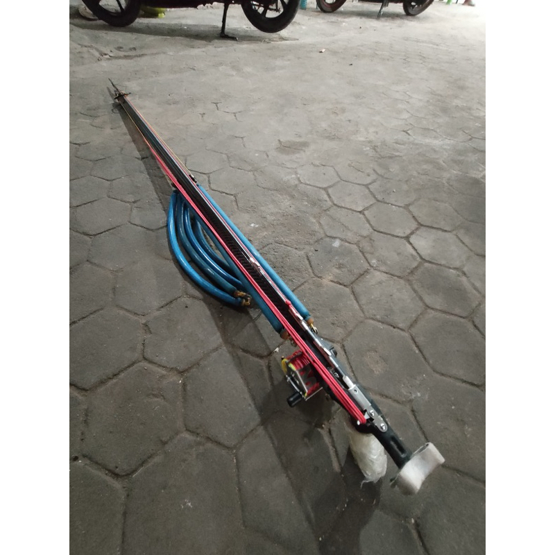 Speargun Inverter Carbon (Baru) Barel 150CM, Shaft Spring Steel 8mm 175cm, Line 50M, Karet 3 Pasang 