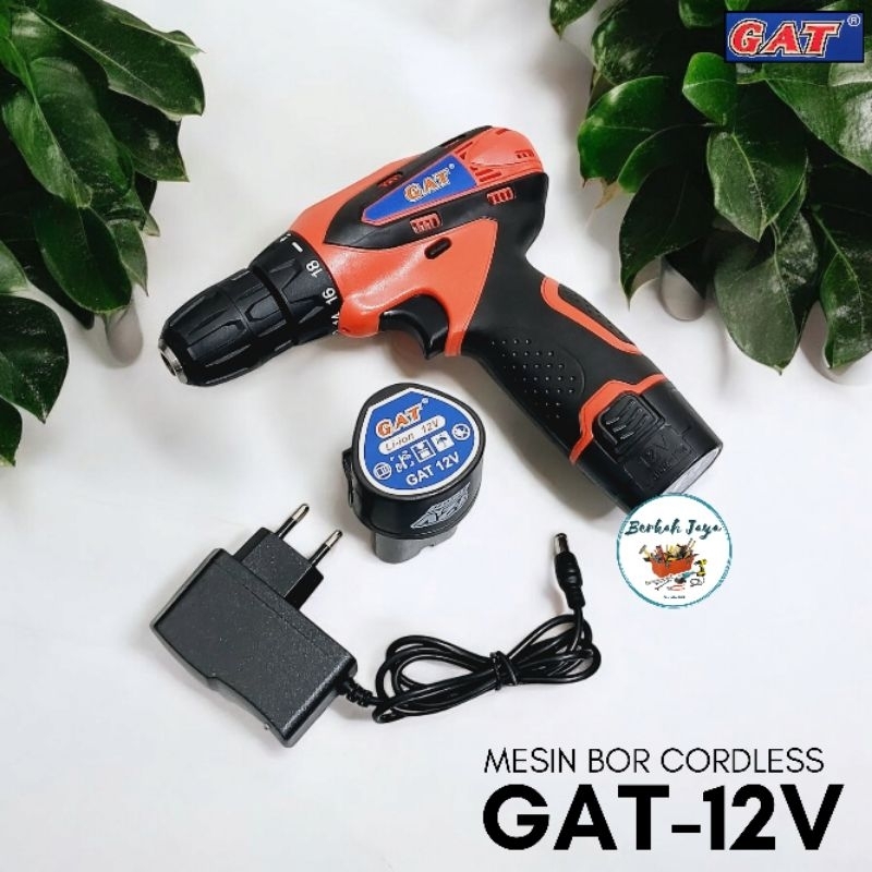 Mesin Bor Cordless GAT 12V | Bor Tangan Baterai 12 Volt bor kayu / besi | Cordless Bor set Box Mesin