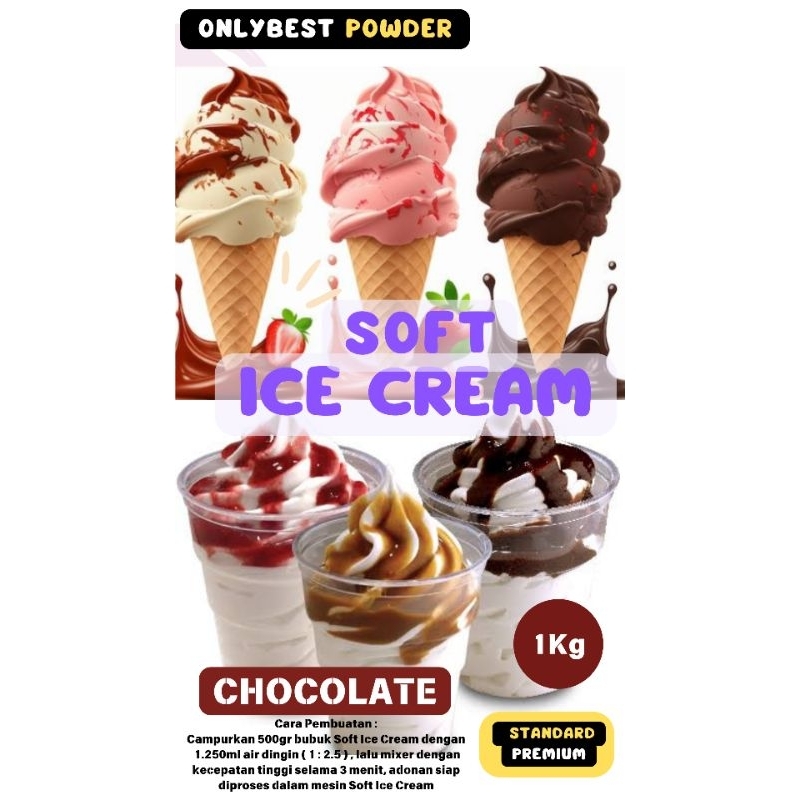 

Bubuk SOFT Ice Cream COKLAT 1kg 3,5 Liter Soft Ice Cream MURAH/ Bubuk SOFT Ice Cream 1kg Standard Premium Onlybest Powder / Bahan SOFT Ice Cream COKLAT 1kg Standard Premium / Bubuk Ice Cream / Ice Cream Powder / Bubuk Es Cream Bubuk Es Krim Tepung Es Krim