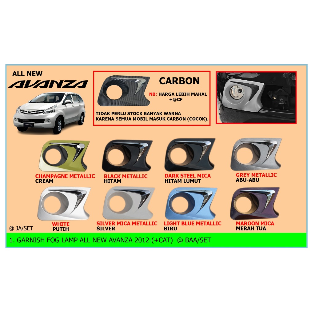 GARNISH FOGLAMP PREMIUM ALL NEW AVANZA 2012 2013