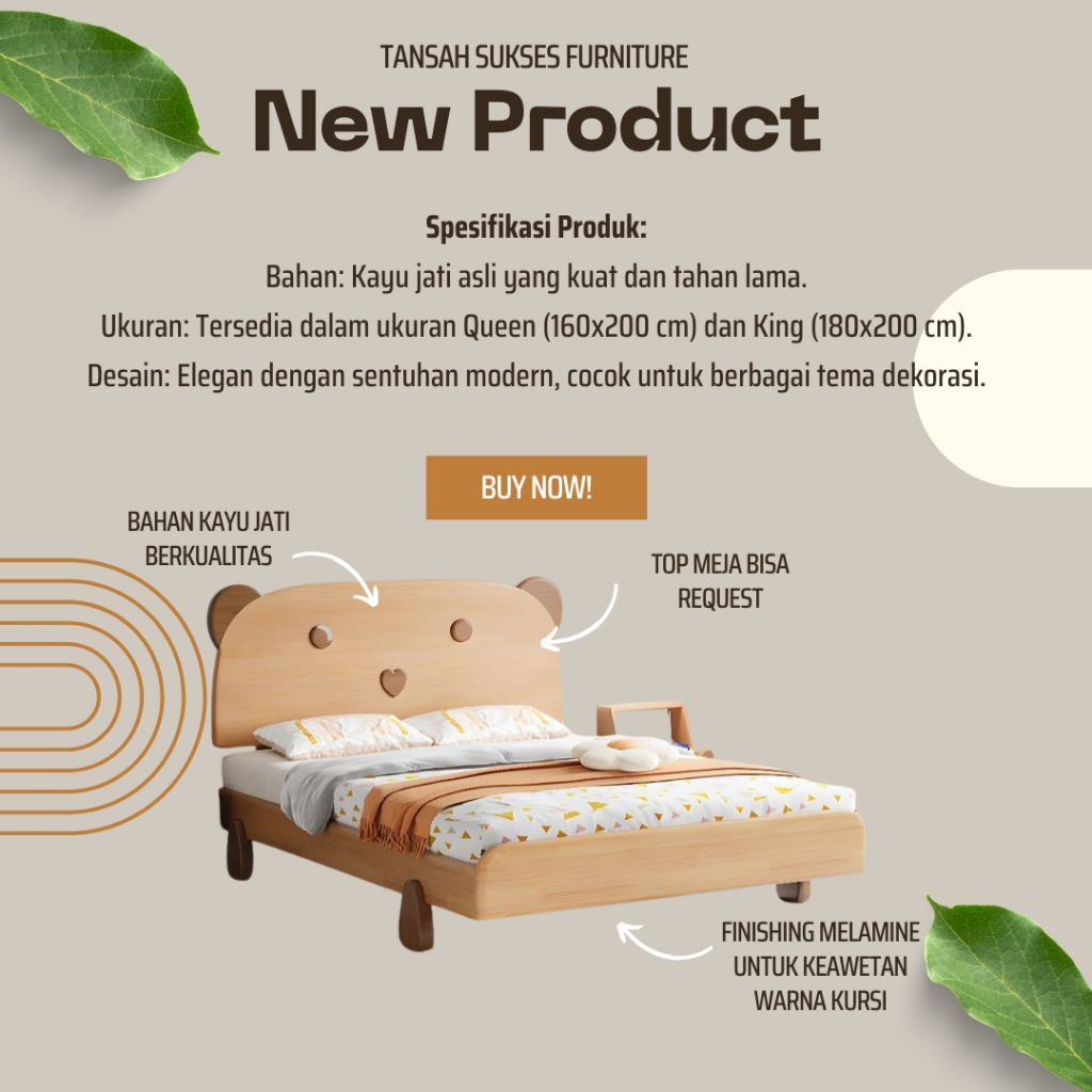 TEMPAT TIDUR UKIR JEPARA / DIPAN KAYU JATI Tempat Tidur Anak Sandaran Motif Beruang  Dipan Anak Mode