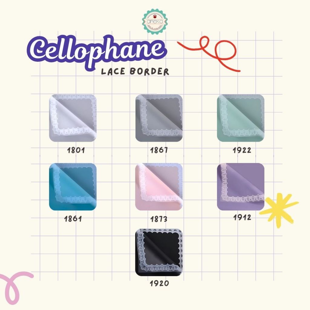 

ANEKA - [ 20 Lembar ] Kertas Cellophane Buket Bunga [ Lace Border ] Flower Wrapping Paper Celophane
