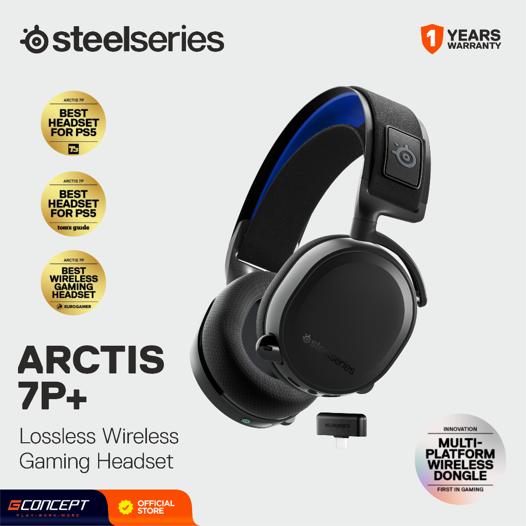 Steelseries Arctis 7P+ Wireless Gaming Headset PC PS4 PS5 Mac USB-C 7.1 Surround