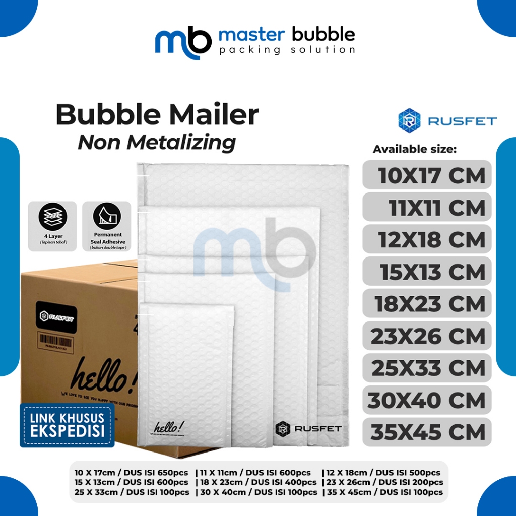 

Amplop Envelope Bubble Mailer Putih Dove All Size / Security Bag - Rusfet Per Dus (Khusus Ekspedisi)