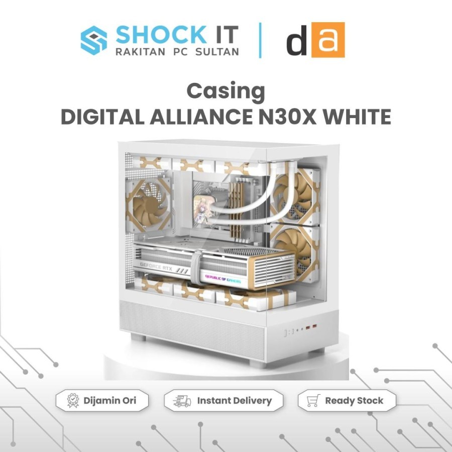 Digital Alliance N30X Casing Komputer M-ATX include 3Fan - DA N30X Casing PC Gaming - Putih