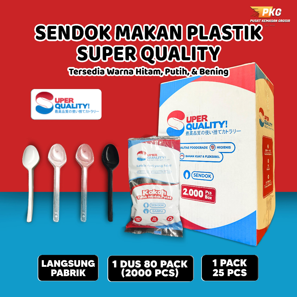 Sendok Plastik / Sendok Makan Panjang Tebal / Sendok Plastik Tebal Per Dus