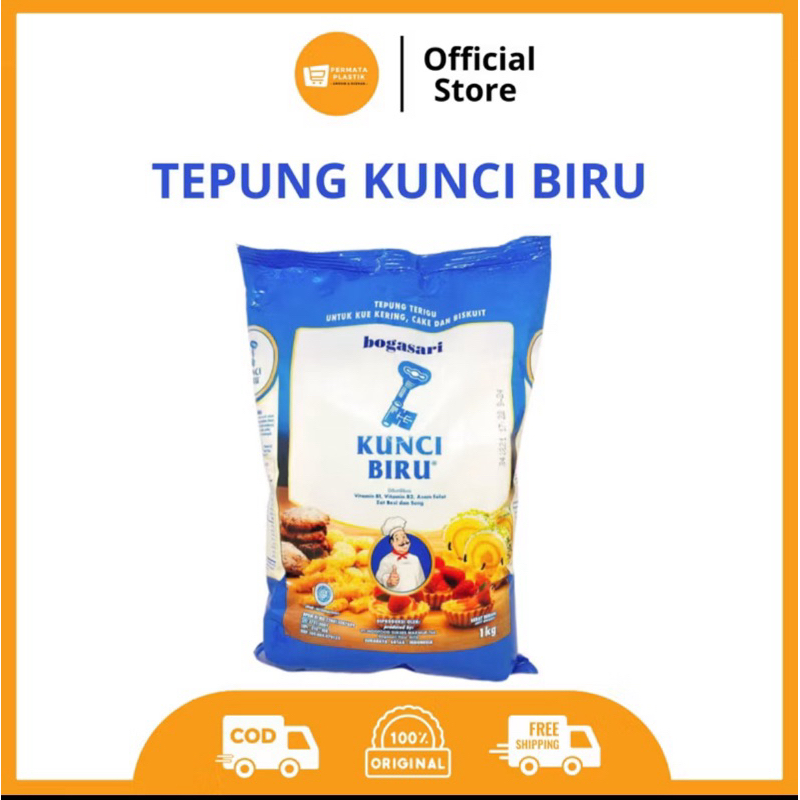 

Tepung Terigu Kunci Biru Protein Rendah Kemasan 1kg