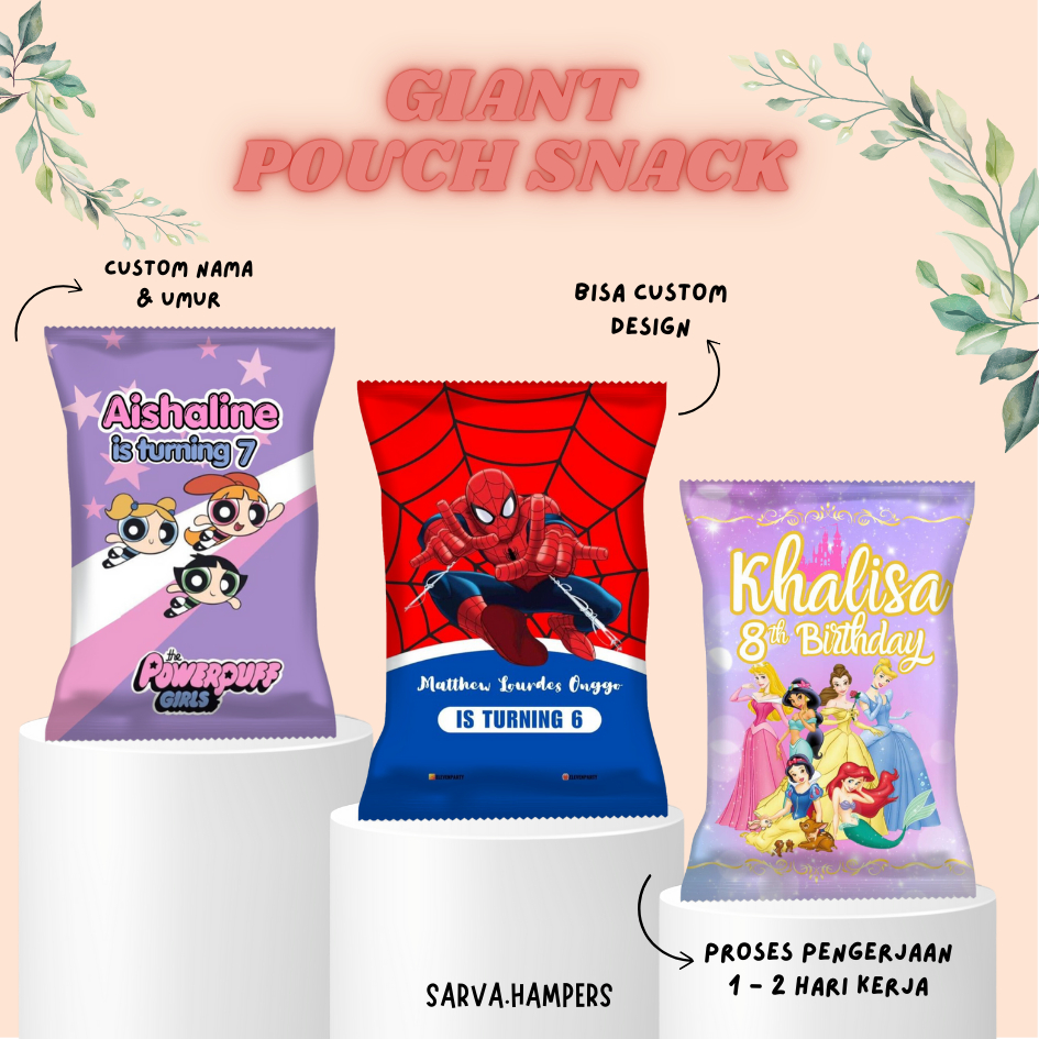 

POUCH SNACK JUMBO / GIANT SNACK / HAMPERS ULANG TAHUN/ KEMASAN SNACK ULANG TAHUN