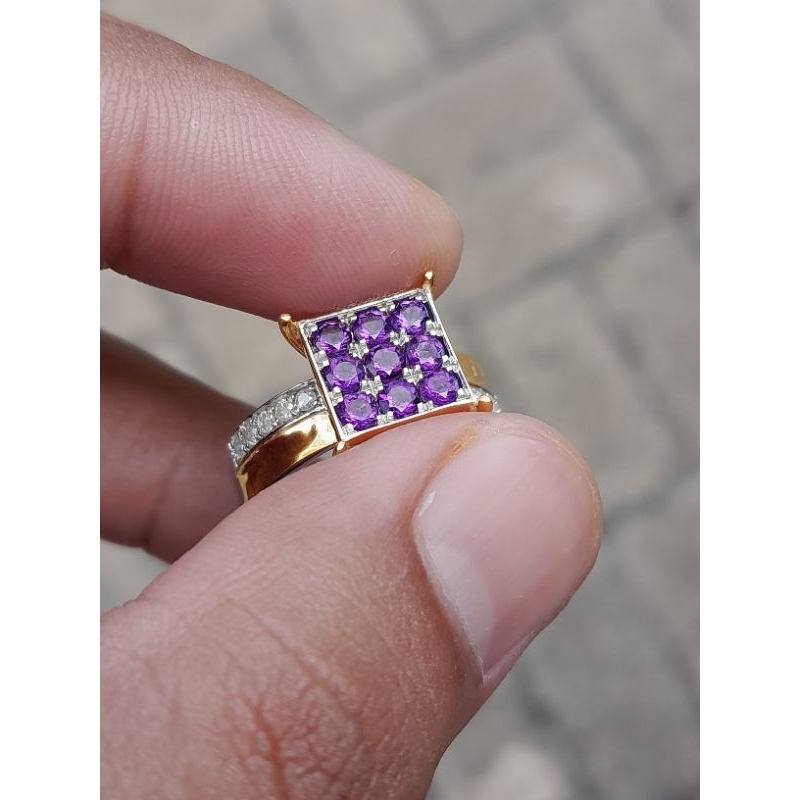 cincin perak mata kecubung mix berlian