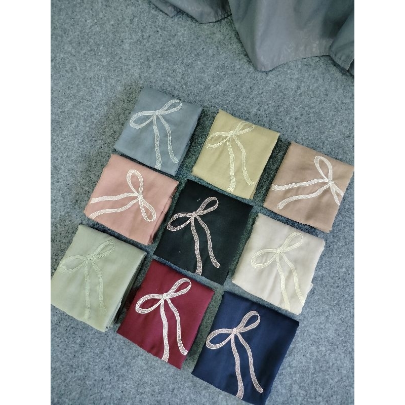 Hijab Coquette, Hijab ribbon, Hijab tassel bordir pita