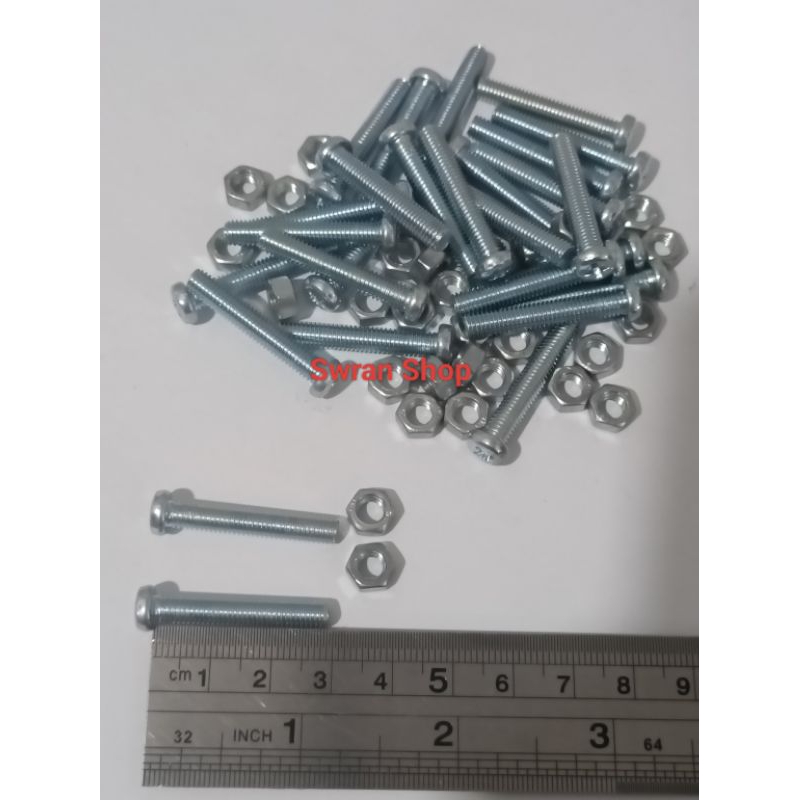 Baut 8/5mm Obeng 5 x 3cm+ Mur ( Paket 50pcs)