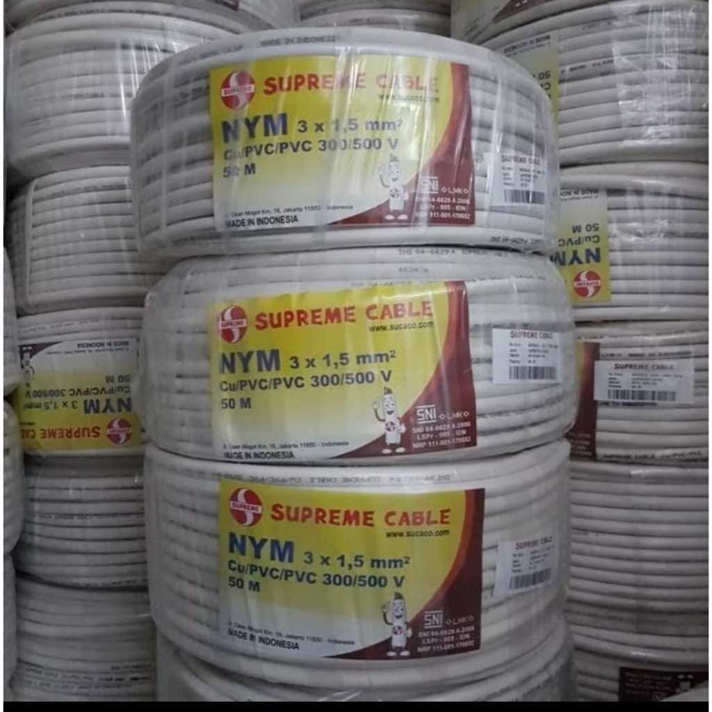 Kabel Listrik NYM 3x1,5 3x1.5 mm 50M SUPREME | SUPREME Kabel NYM | SNI