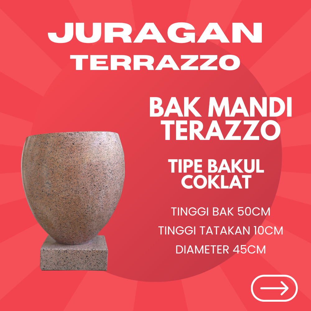 BAK AIR TERASO | BAK MANDI KERAMIK | BAK MANDI TERASO | BAKUL COKLAT - JURAGAN_TERAZZO FREE ONGKIR