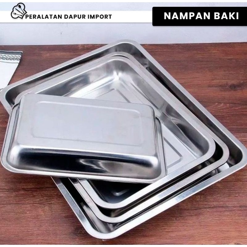 nampan tray kotak Nampan baki stenlis steel tempat makanan sayur prasmanan serbaguna tempat makanan 