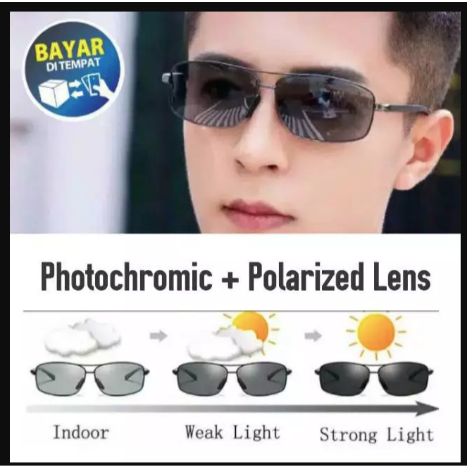Kacamata siang malam Photocromic anti silau pria wanita - Kacamata Polarized Fashion Keren 2458