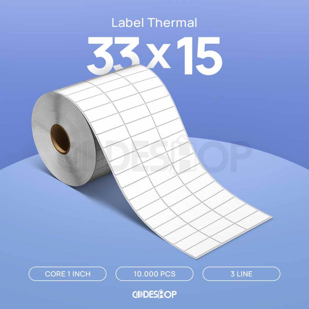 

Stiker Label Thermal 33x15 mm 3 Line Codeshop Core 1 Inch Isi 10000 Printer Termal