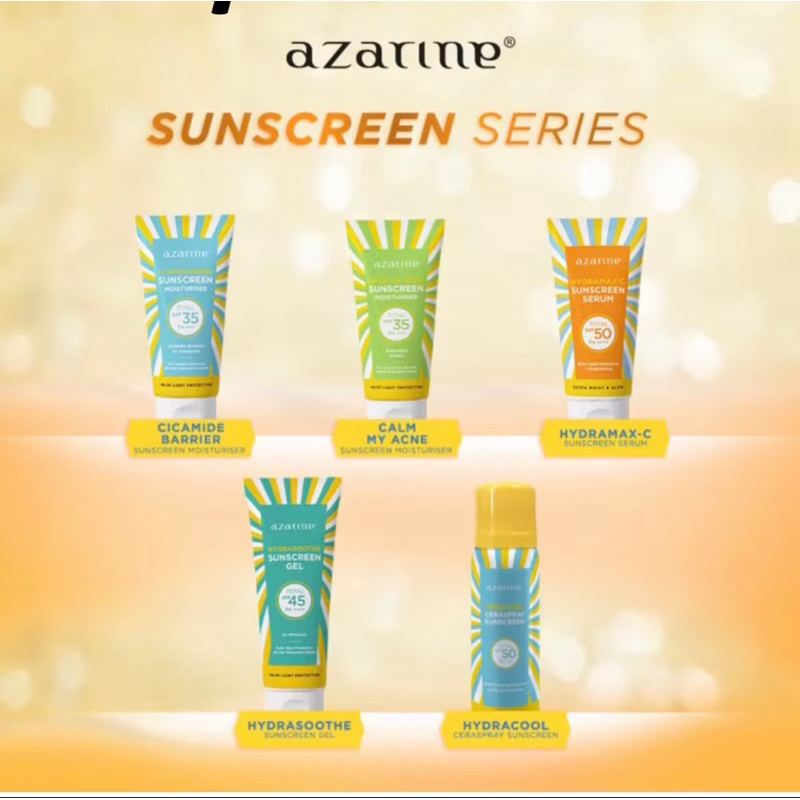 Azarine Sunscreen Series | SS Gel SPF 45 PA++ + + - Hydramax C SPF 50 PA++++ - Cicamide - Calm My Ac