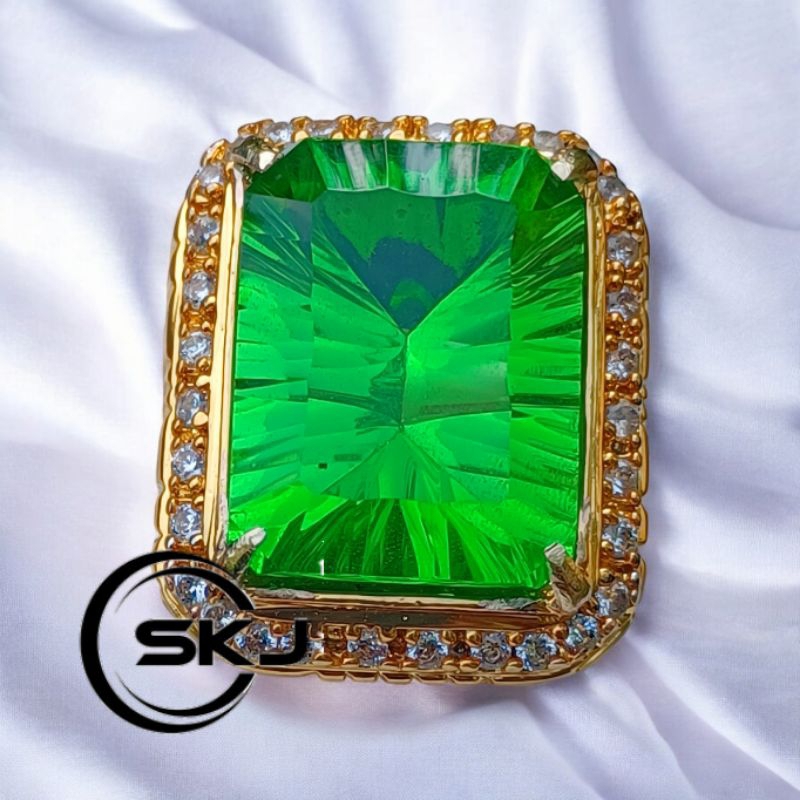 CINCIN BATU PERMATA GREEN MOLDAVITE UKURAN JUMBO