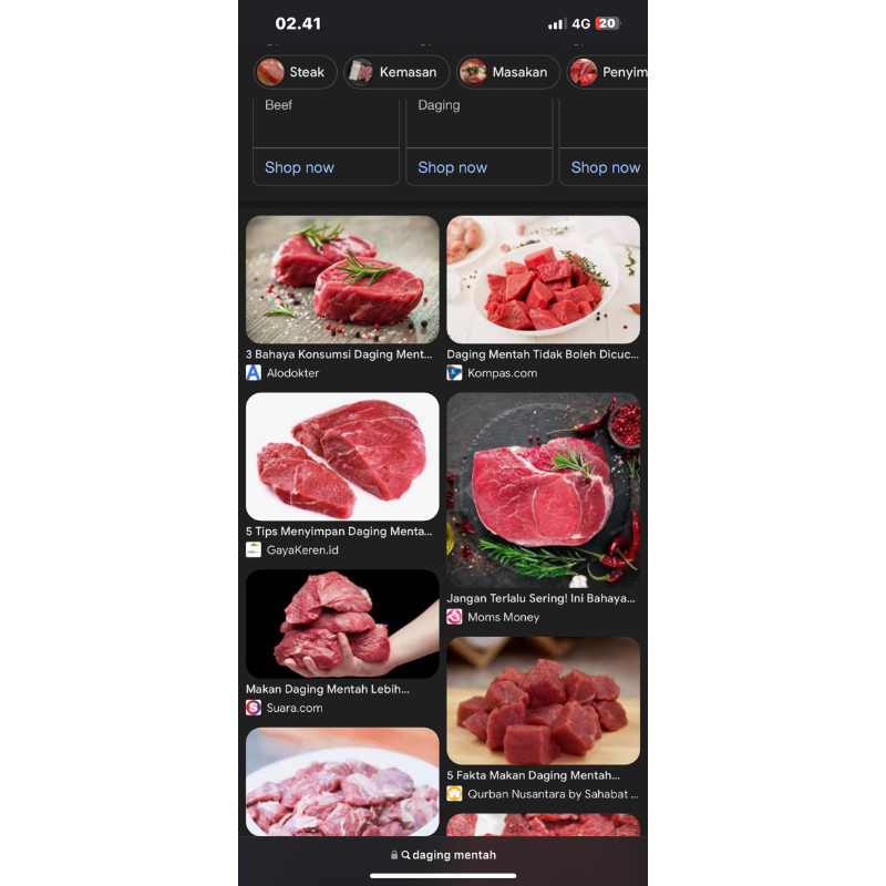 

Daging sapi frozen