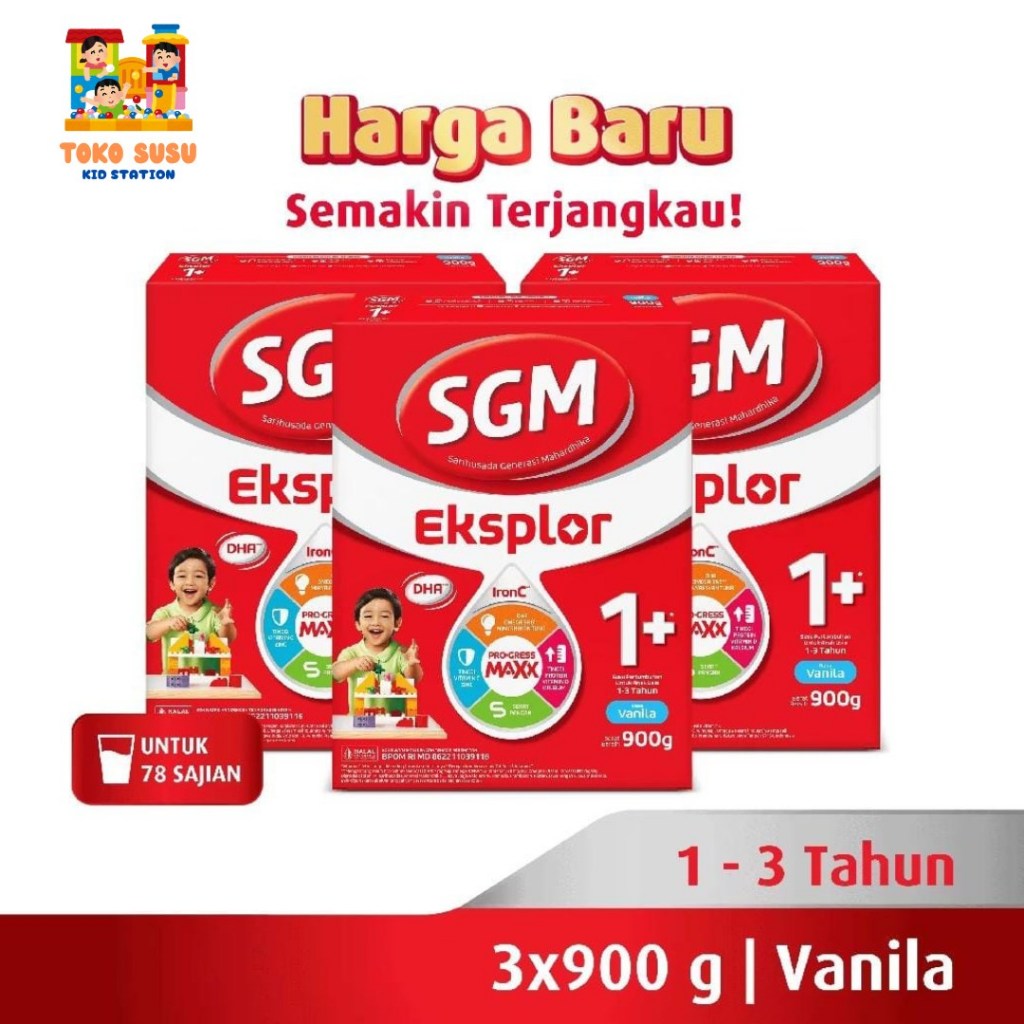 SGM Eksplor 1+ dengan IronC Susu Pertumbuhan Rasa Madu 900GR x 3 Dus Murah