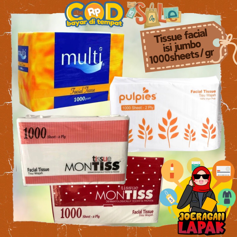 [JOERAGAN LAPAK] TISU TISSUE JUMBO 1000 SHEETS GRAM REFILL PULPIES MURAH EKONOMIS MONTISSS MULTIFUNG