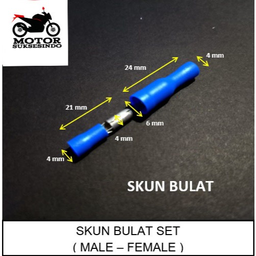 SKUN KABEL SET BULAT JANTAN MALE + BETINA FEMALE + SARUNG WARNA BIRU
