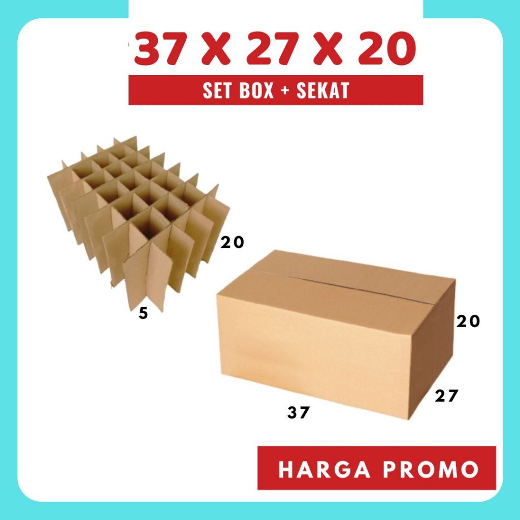 

Set Box 37x27x20 + Sekat 35 @5x5x20 Box Dus Packing Kotak Kemasan Kardus Karton