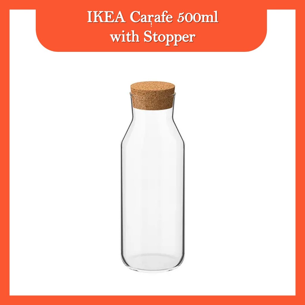 Carafe 500ml with Stopper Botol Minum Kaca Karafe dengan Penutup Ikea