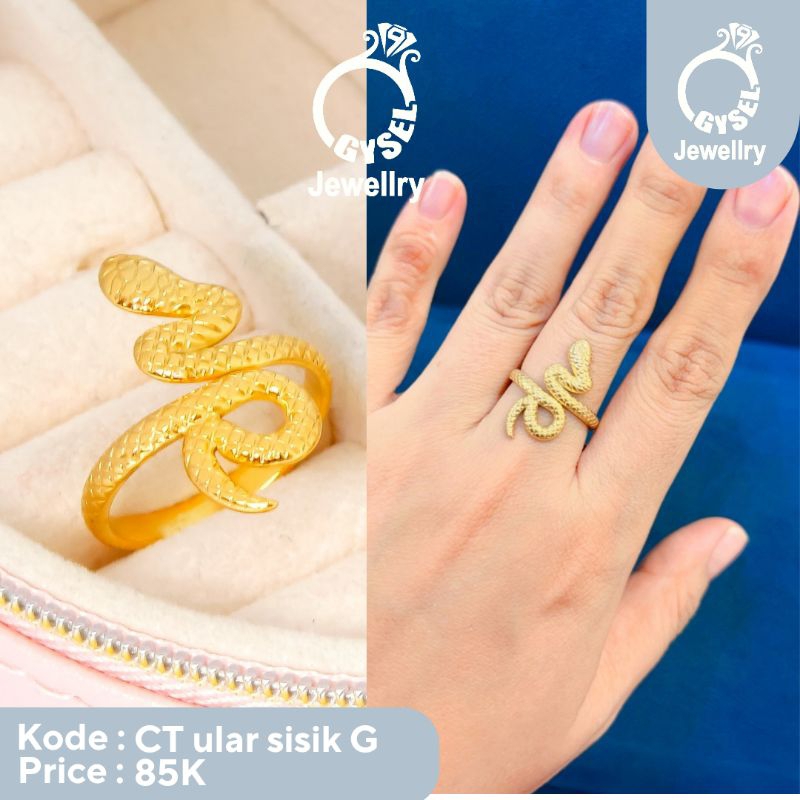 CT Ular Sisik G - Cincin Titanium Motif Ular Sisik Gold