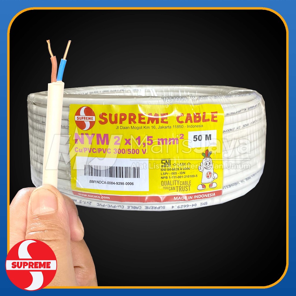 (PER METER) Kabel Tunggal SUPREME NYM 2x1,5 2x1.5 mm