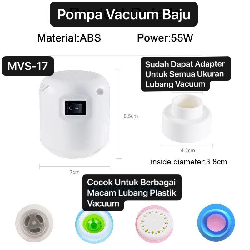 MVS-17 Mesin Alat Pompa Vakum Baju Design Mini Portabel Colokan Listrik Vacuum Daya Hisap Kuat Vacum