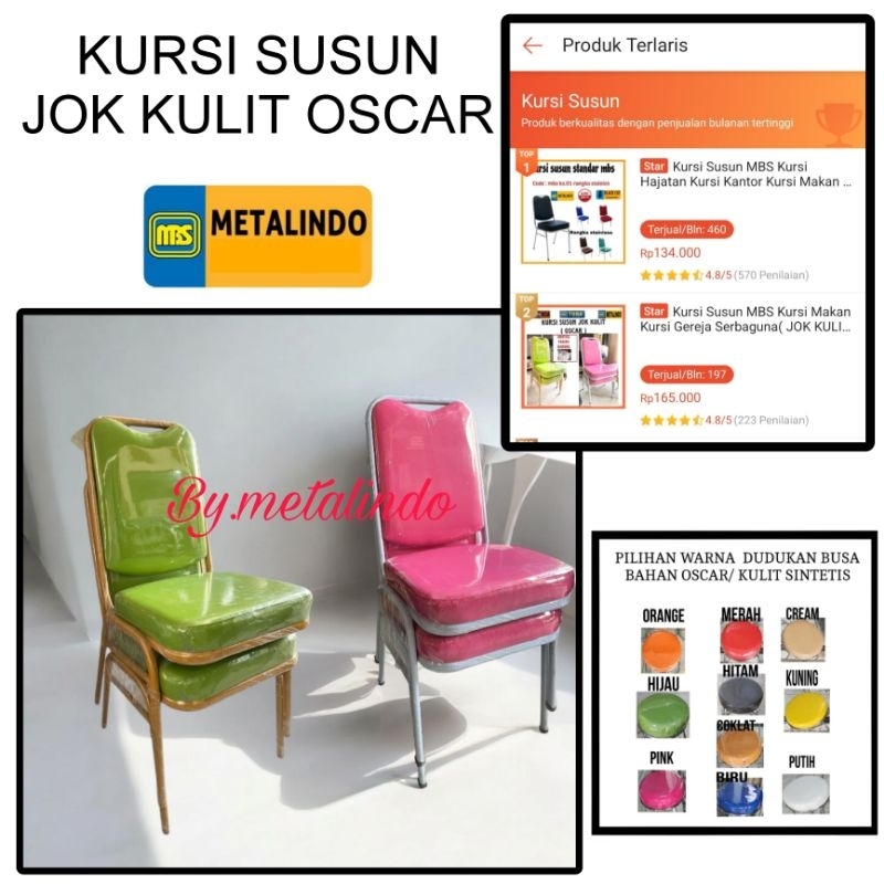 Kursi susun Bahan Kulit sintetis kursi makan kursi kantor-(JOK KULIT OSCAR)