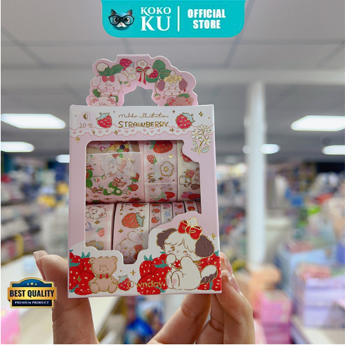 

10ROLL LABEL STICKER MEMO ROLL MIKKO/ Stiker Roll Label Strawberry Mikko Deco DIY