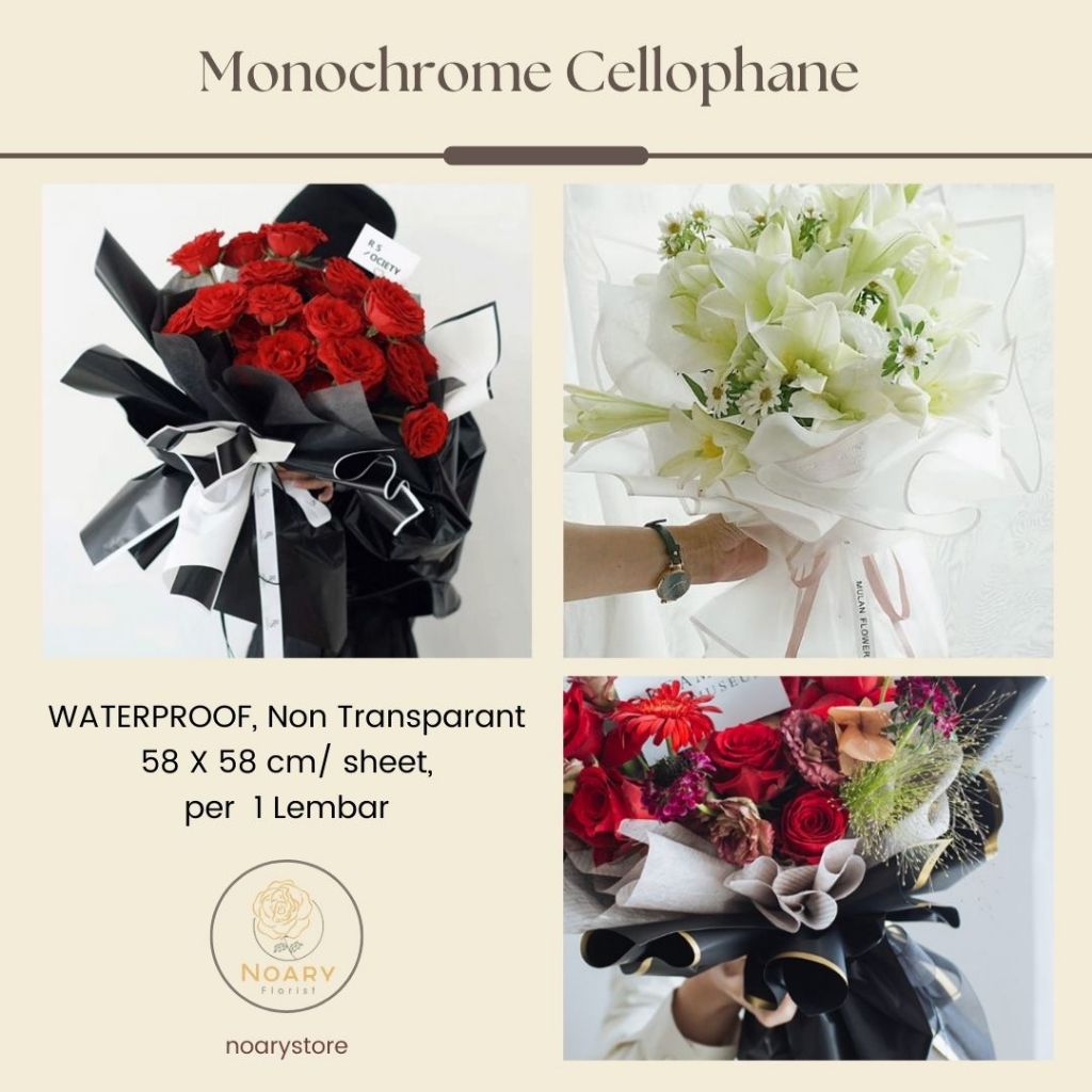 

MONOCHROME CELLOPHANE / Flower Wrapping / Cellophane / Kertas Bunga / Kertas Kado / Flower Paper / Kertas Grosir / Kertas Import / Florist / Buket Bunga