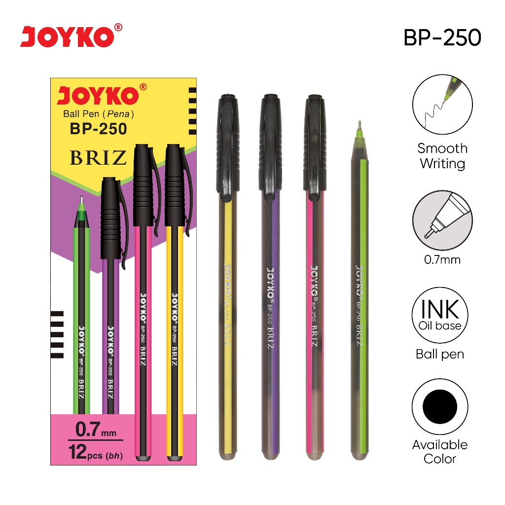 

Ball Pen Pulpen Pena Joyko BP-250 Briz 0.7 mm 1 BOX 12 PCS