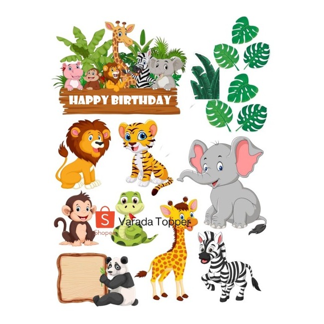 Topper Cake  ANIMALS ZOO Bisa Request Nama