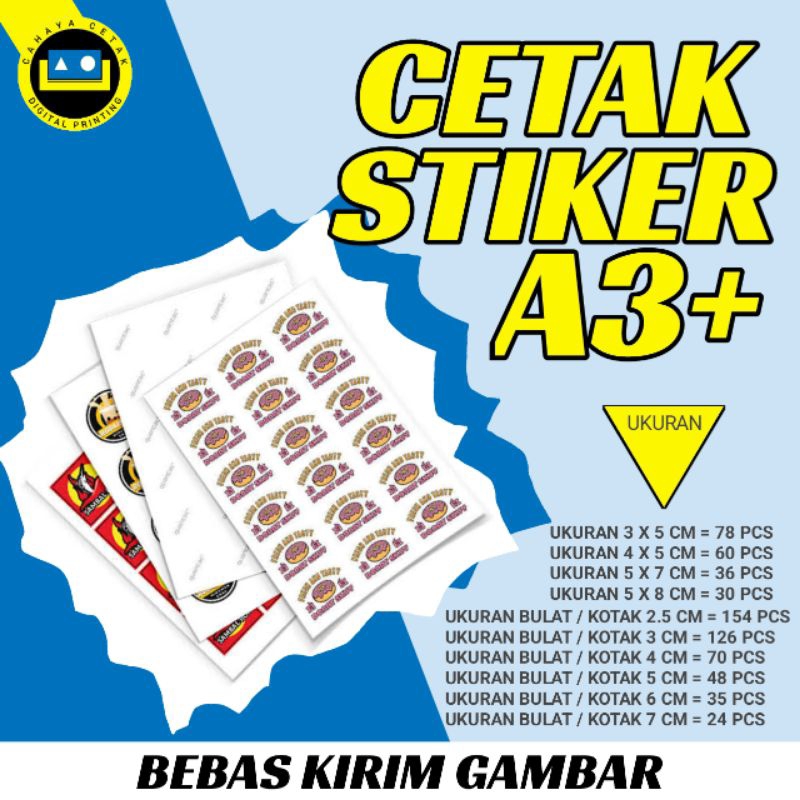 

CETAK STIKER A3+ BEBAS KIRIM GAMBAR / CHROMO / VYNIL / QUANTAC / STIKER PRINT AND CUT