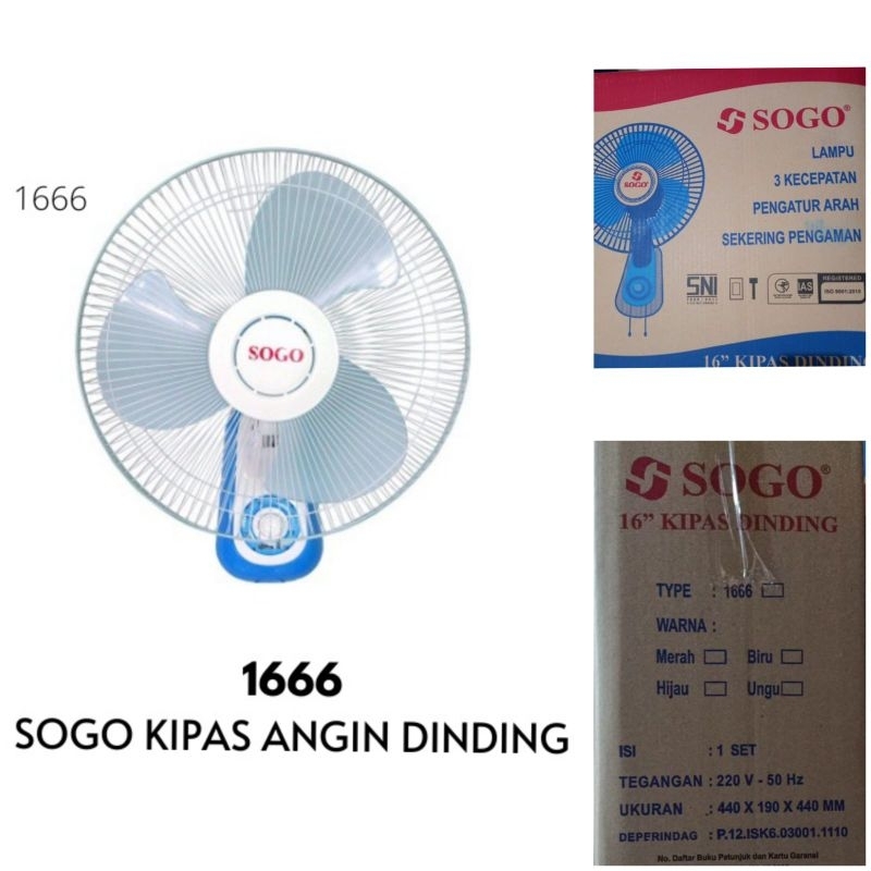 Kipas Angin Sogo Dinding 12inch/ Kipas Angin Sogo Dinding 16inch