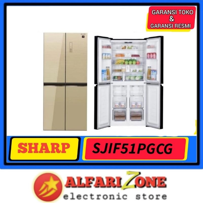 Kulkas 4 Pintu Sharp SJIF51PGCG kulkas multidoor Sharp SJIF51 PGCG JTECH INVERTER