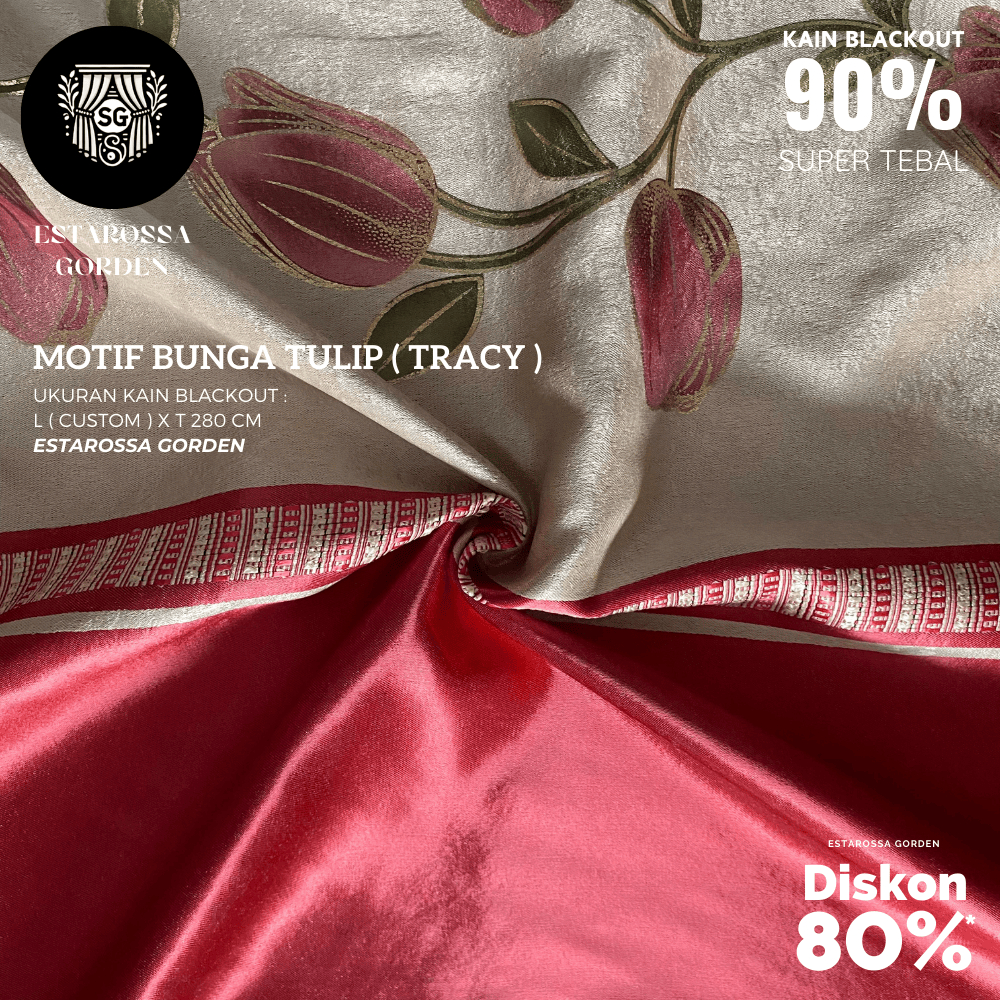 KAIN GORDEN BLACKOUT POLOS METERAN CUSTOM MOTIF BUNGA TULIP  ( KAIN BLACKOUT 85% - 95% - KODE TRACY 