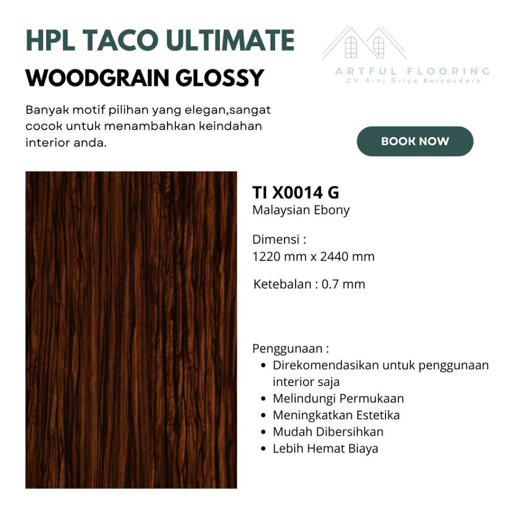 HPL TACO WOOD GLOSSY | Kode TI X0014 G | Lapisan Furniture-Pengaman Furniture