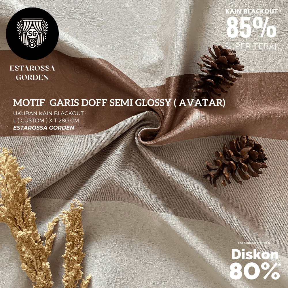 KAIN GORDEN BLACKOUT POLOS METERAN CUSTOM MOTIF GARIS DOFF SEMI GLOSSY ( KAIN BLACKOUT 85% - 95% - K
