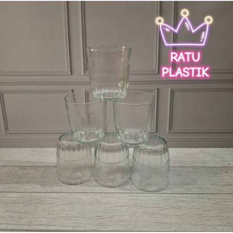 (6 pcs) Gelas HS 6 dan HS 9 / Gelas Teh / Gelas Kecil / Gelas Kaca
