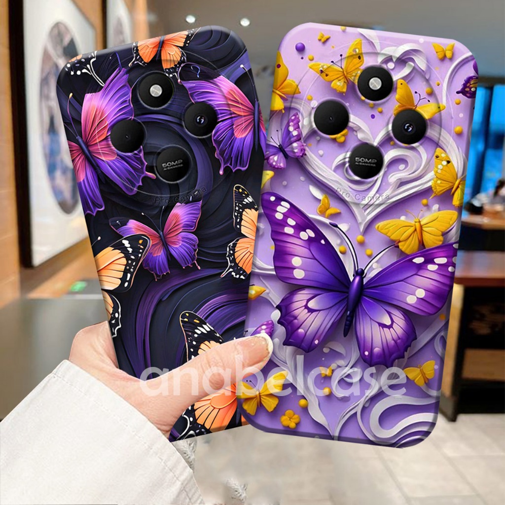 SOFTCASE REDMI 14c 4G 2024 13c 12c A3 9c 9a 10c 10a Poco c40 c65 TERBARU Motif Kupu Kupu cantik Aest