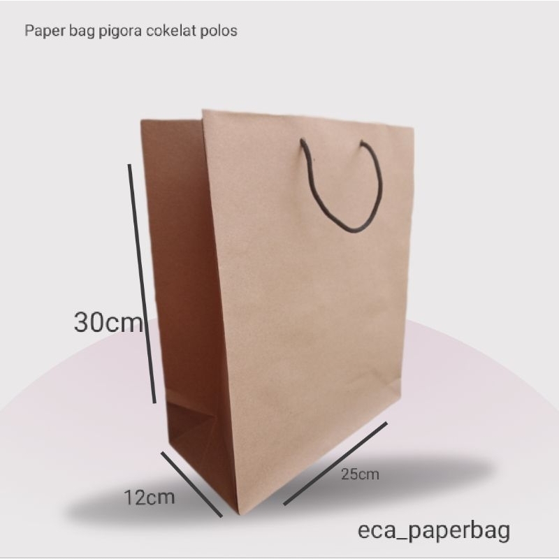 

Paper bag pigora cokelat polos 25 x 12 x 30 (P x L x P) tas kertas berkualitas