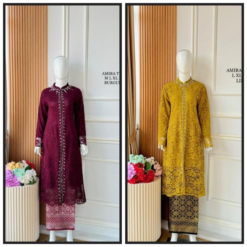 stelan kebaya tunik brokat Amira / kebaya modern / kebaya busui / kebaya jumbo